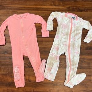 Two pink Kickee Pants zippy pjs